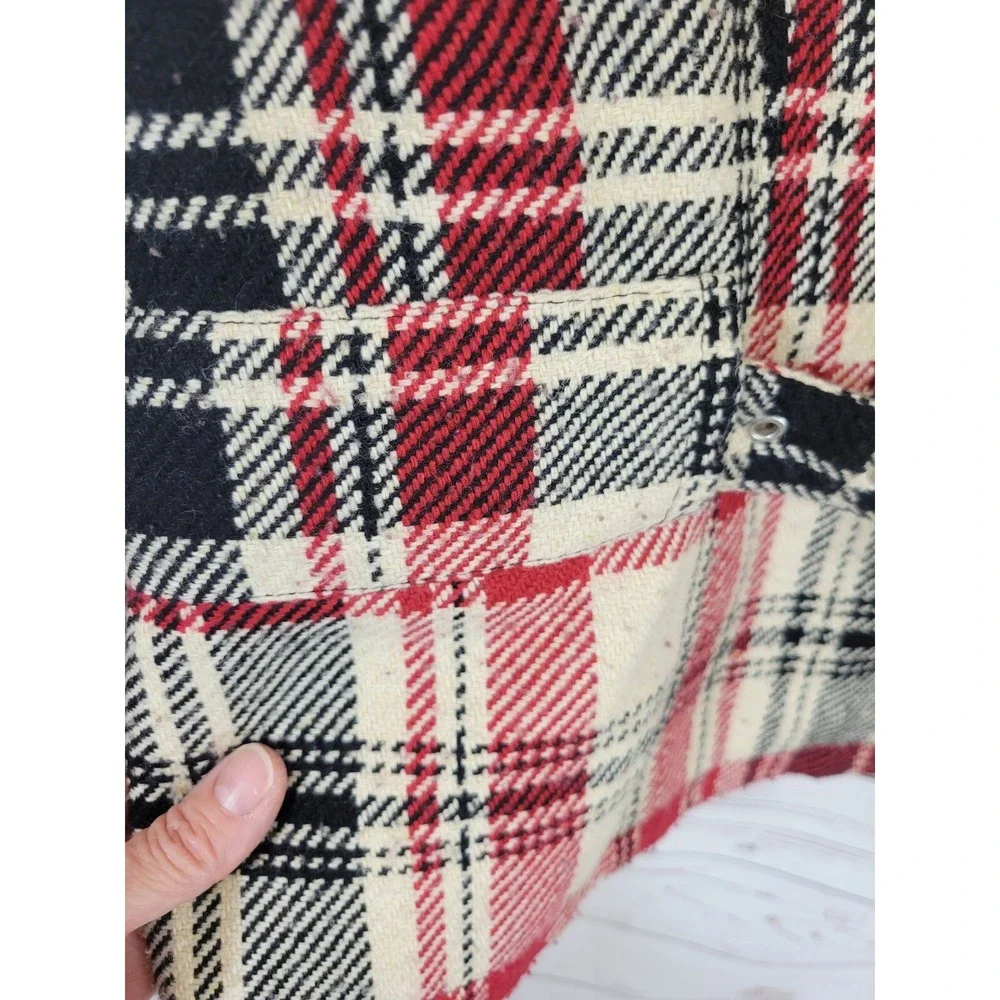 Cato Plaid Moto Jacket Belted Zip‎ Biker Chic Red Black Womens Size Large